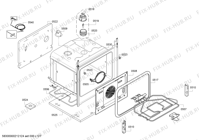 Взрыв-схема плиты (духовки) Bosch HXN391H20N - Схема узла 05