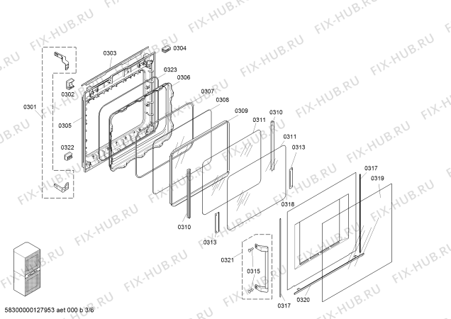 Схема №2 BX280130 с изображением Панель для плиты (духовки) Bosch 00611019