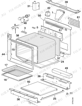 Взрыв-схема плиты (духовки) Faure CEP682W - Схема узла Structure