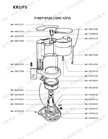 Взрыв-схема кофеварки (кофемашины) Krups F1827151(0) - Схема узла FP001452.3P2