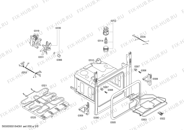 Взрыв-схема плиты (духовки) Bosch HBA23B150Z - Схема узла 03