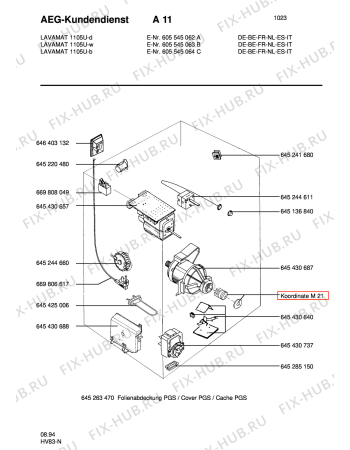 Взрыв-схема стиральной машины Aeg LAV1105 U - Схема узла Electrical equipment