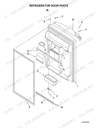 Схема №1 5GR2SHKXLS с изображением Уплотнитель (прокладка) для холодильной камеры Whirlpool 482000007042