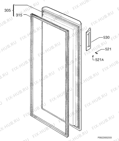 Взрыв-схема холодильника Zanussi ZFU22SF - Схема узла Door 003