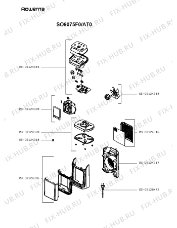 Схема №1 SO9075F0/AT0 с изображением Корпусная деталь для обогревателя (вентилятора) Rowenta CS-00124305
