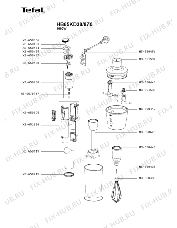 Схема №1 HB65KD38/870 с изображением Элемент корпуса для блендера (миксера) Tefal MS-651636