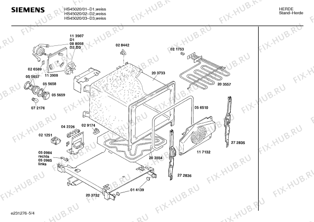 Взрыв-схема плиты (духовки) Siemens HS45020 - Схема узла 04