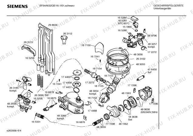 Взрыв-схема посудомоечной машины Siemens SF64A632GB - Схема узла 04