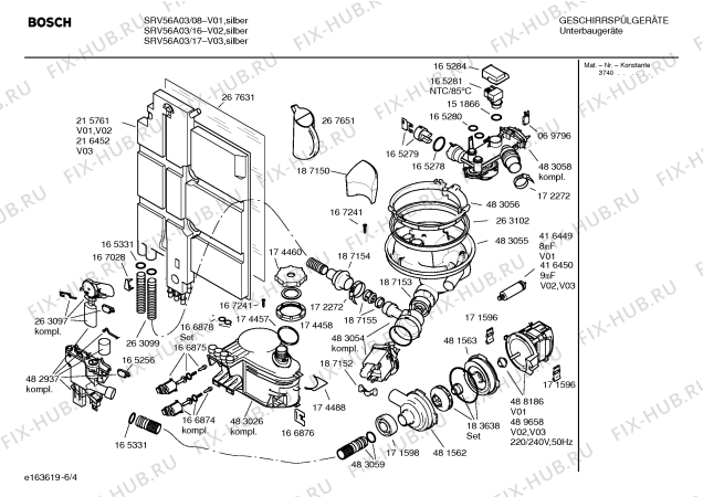 Схема №4 SRV56A03 с изображением Инструкция по эксплуатации для электропосудомоечной машины Bosch 00586142