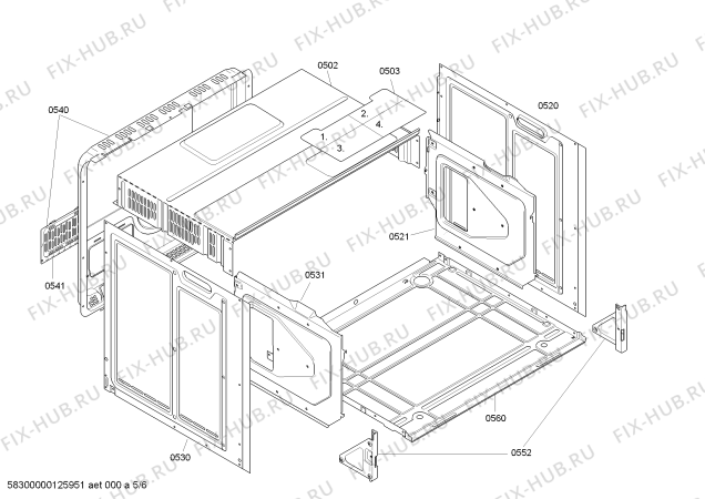 Взрыв-схема плиты (духовки) Bosch HEN60T053 - Схема узла 05