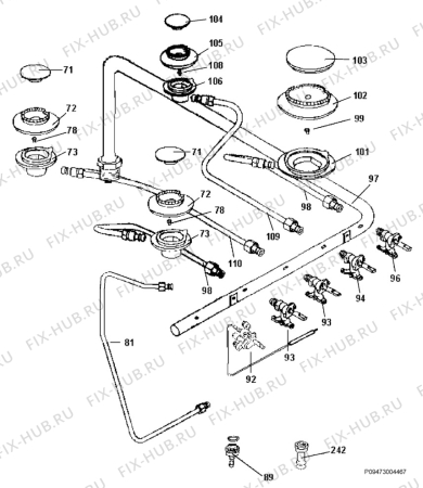 Взрыв-схема плиты (духовки) Zanussi ZCG5060 - Схема узла Section 6