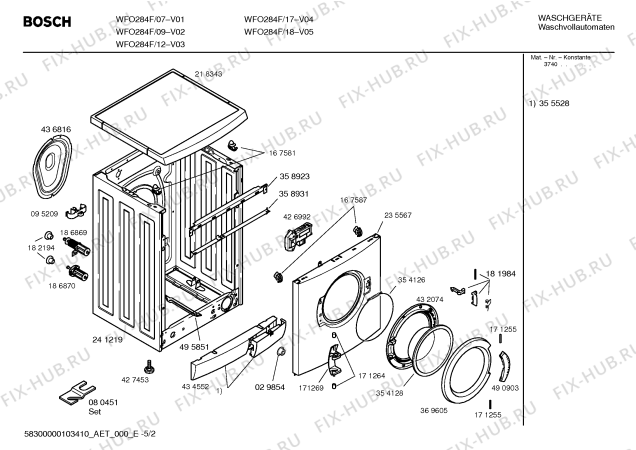 Схема №3 WFO284F Maxx WFO284F с изображением Инструкция по эксплуатации для стиралки Bosch 00595351
