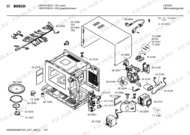Схема №2 HMT816B с изображением Планка для микроволновой печи Bosch 00263128