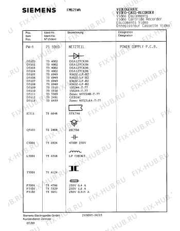 Схема №10 FM621W4 с изображением Сервисная инструкция для видеоэлектроники Siemens 00535318