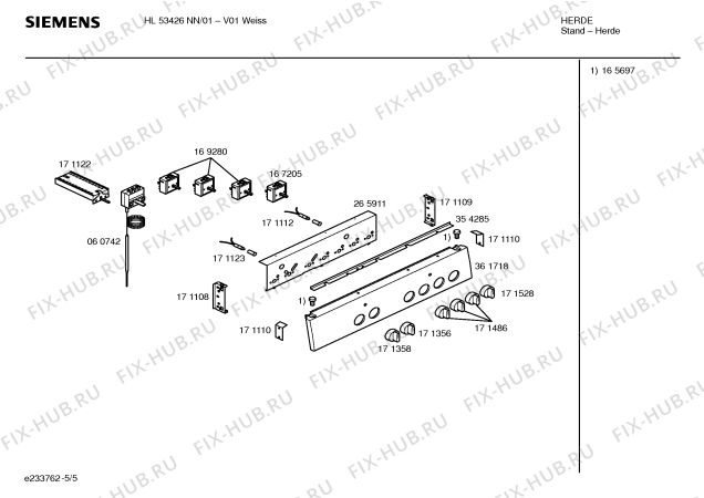 Взрыв-схема плиты (духовки) Siemens HL53426NN - Схема узла 05