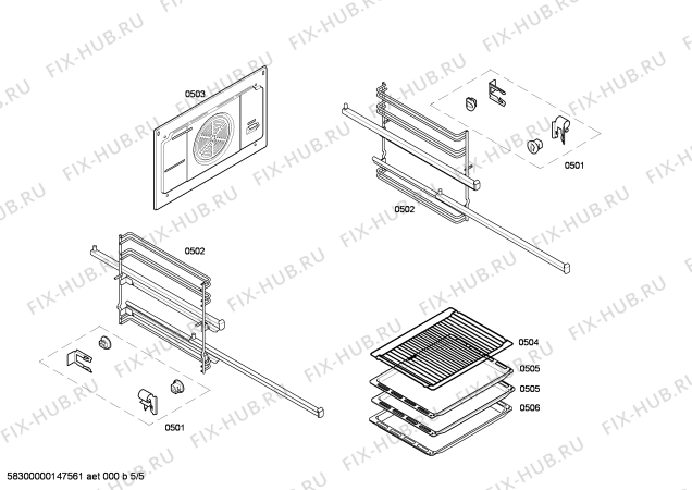 Взрыв-схема плиты (духовки) Bosch HCE724320V - Схема узла 05