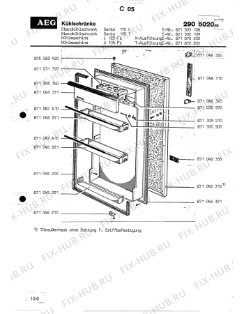 Схема №1 SANTO 170 T с изображением Дверца для холодильной камеры Aeg 8996710453318