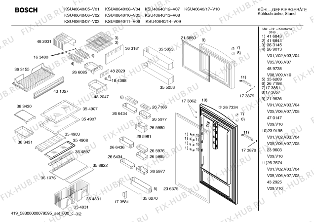 Взрыв-схема холодильника Bosch KSU40640 - Схема узла 02
