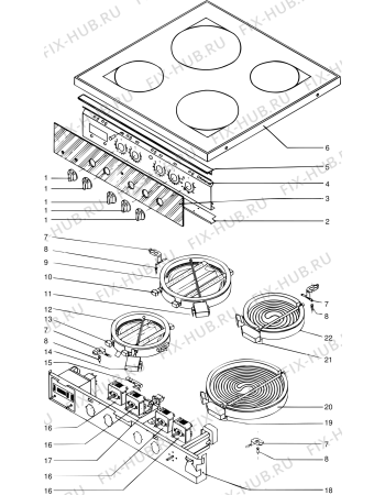 Взрыв-схема плиты (духовки) Indesit C805H2 (F010502) - Схема узла