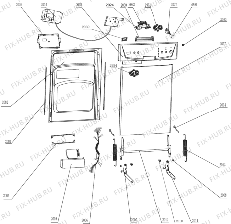 Взрыв-схема посудомоечной машины Mora MD62110W (323450, WQP12-9240E) - Схема узла 02