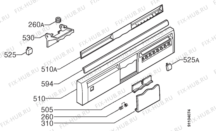 Взрыв-схема посудомоечной машины Zanussi DWS6849 - Схема узла Command panel 037