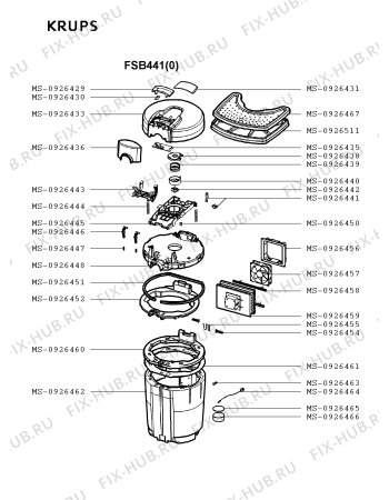 Взрыв-схема диспенсера для напитков Krups FSB441(0) - Схема узла XP002451.3P2