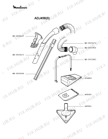 Взрыв-схема пылесоса Moulinex ADJ458(0) - Схема узла PP002274.1P2