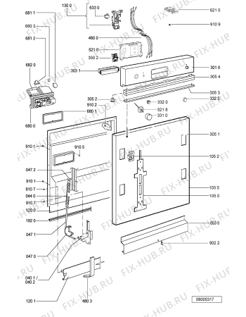 Схема №1 ADG 8502/1 NB с изображением Панель для посудомоечной машины Whirlpool 481245373194