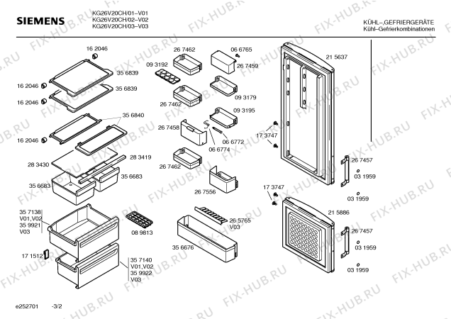 Взрыв-схема холодильника Siemens KG26V20CH - Схема узла 02