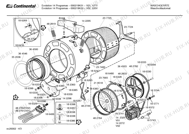 Взрыв-схема стиральной машины Continental 000219K02 EVOLUTION THERMO - Схема узла 03