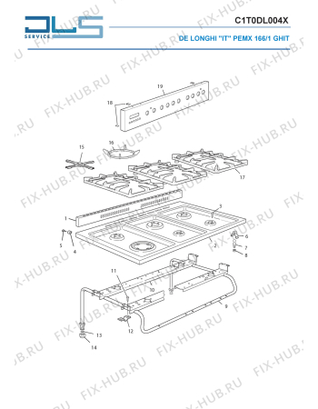 Схема №5 PEMX 166/1 GHIT с изображением Панель для плиты (духовки) DELONGHI 36C1TS1S