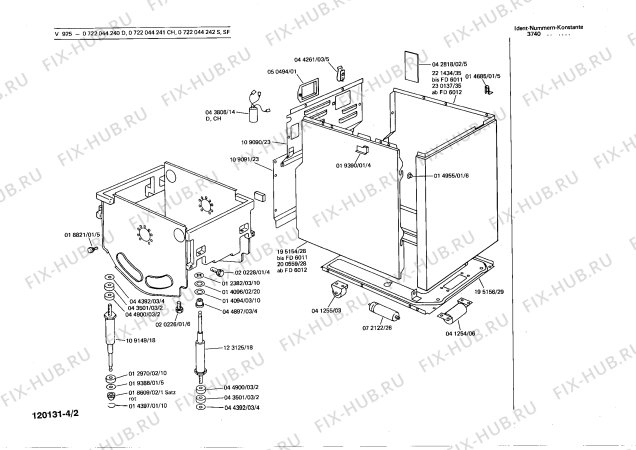 Взрыв-схема стиральной машины Bosch 0722044240 V925 - Схема узла 02