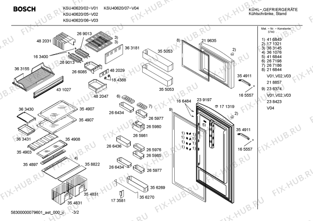 Взрыв-схема холодильника Bosch KSU40620 - Схема узла 02