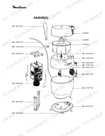 Взрыв-схема кухонного комбайна Moulinex A6454B(0) - Схема узла FP001200.3P3