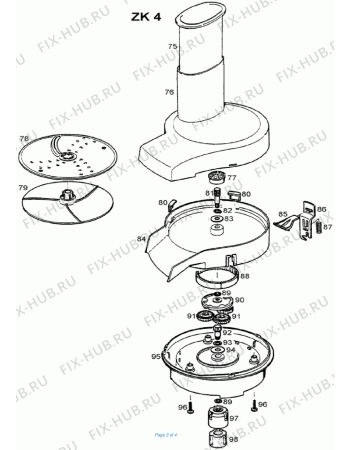 Взрыв-схема кухонного комбайна BRAUN ZK1-9 - Схема узла 3