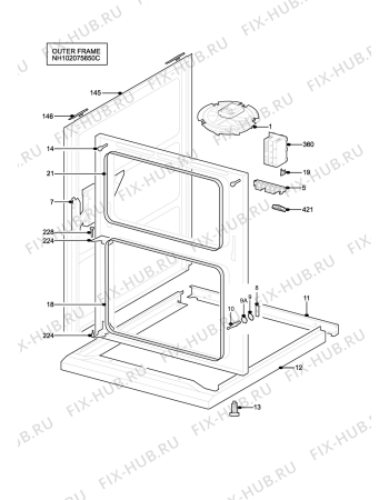 Взрыв-схема плиты (духовки) Electrolux EIKM6047XN - Схема узла H10 Outer Frame