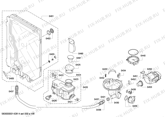 Взрыв-схема посудомоечной машины Bosch SMI50M35EU - Схема узла 04