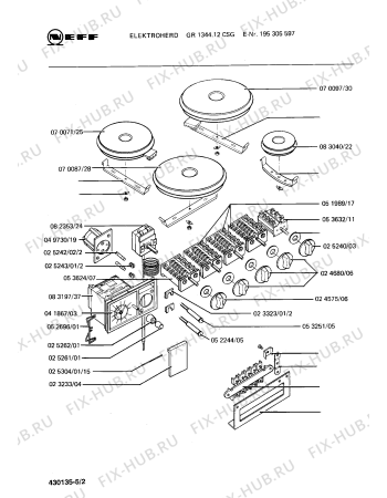 Взрыв-схема плиты (духовки) Neff 195305597 GR1344.12CSG - Схема узла 02