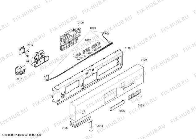 Схема №5 SE5GNF8 с изображением Передняя панель для электропосудомоечной машины Bosch 00434768