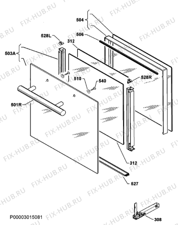 Взрыв-схема плиты (духовки) Tiba EL09EH55 - Схема узла Door