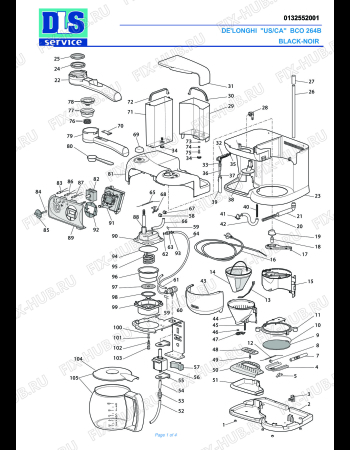 Схема №1 BCO264B с изображением Крышечка для электрокофеварки DELONGHI 5932110700