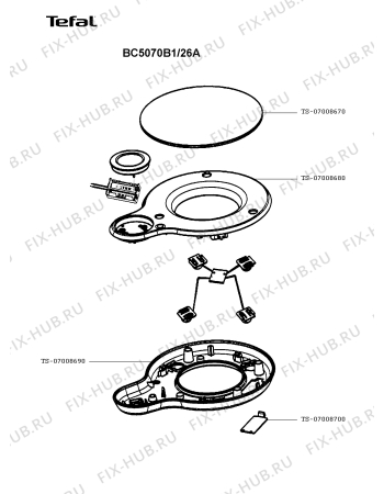 Схема №1 BC5070B9/26A с изображением Часть корпуса для кухонных электровесов Tefal TS-07008670