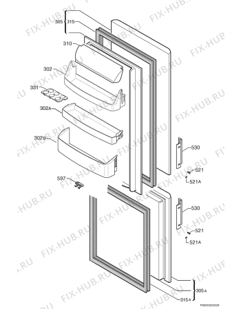 Взрыв-схема холодильника Aeg Electrolux S41362KG - Схема узла Door 003