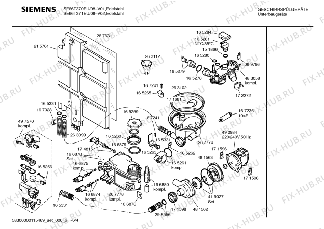 Схема №6 SE66T371EU с изображением Рамка для посудомоечной машины Siemens 00439904