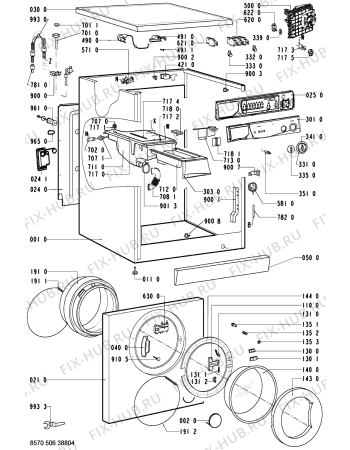 Схема №1 AWM 5065/A с изображением Обшивка для стиралки Whirlpool 481245213111