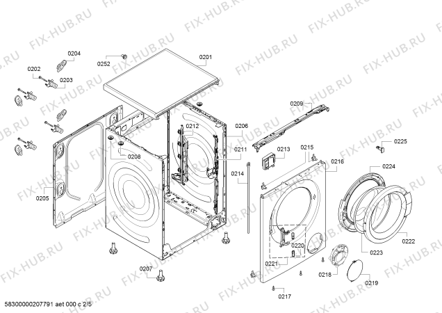 Взрыв-схема стиральной машины Bosch WAK20260TR - Схема узла 02