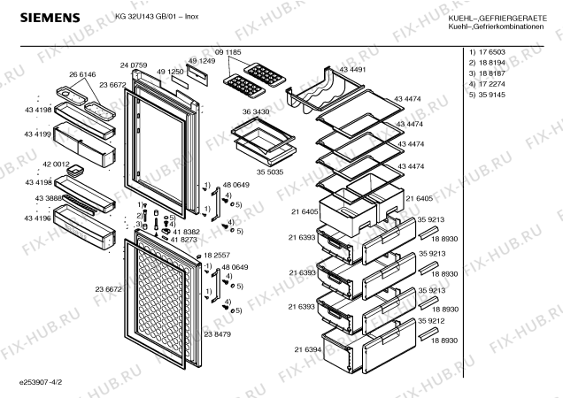 Взрыв-схема холодильника Siemens KG32U143GB Loggics, high performence - Схема узла 02