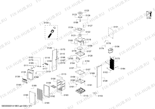 Схема №1 RDW1270 с изображением Крышка для кулера для воды Bosch 00648977