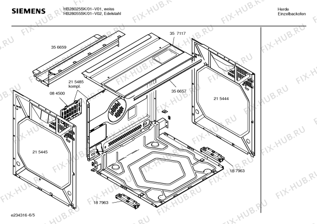 Взрыв-схема плиты (духовки) Siemens HB28055SK - Схема узла 05