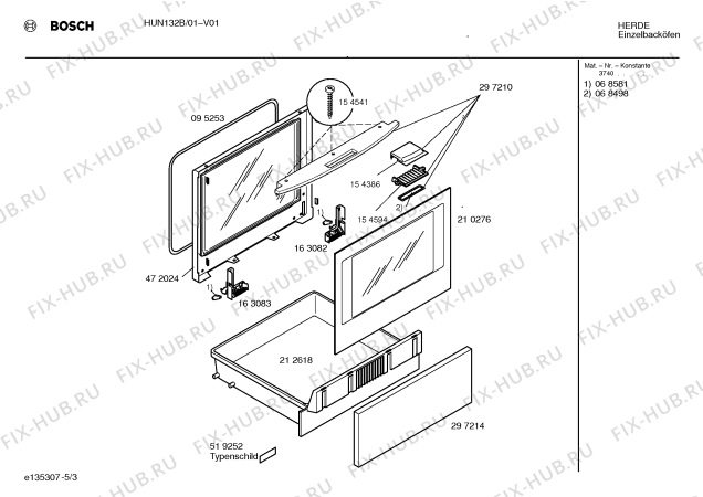Схема №4 HUN132B Bosch с изображением Инструкция по эксплуатации для духового шкафа Bosch 00588300